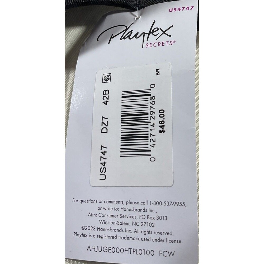 New Playtex Secrets Bra Perfectly Smooth UW Black US4747 Size 42B Striped Nice - Picture 5 of 8
